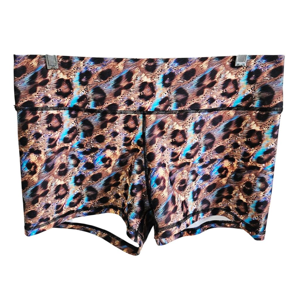 Peachy XL Serenity Athletic Shortie Shorts Crystal Accent Animal Print Cheetah